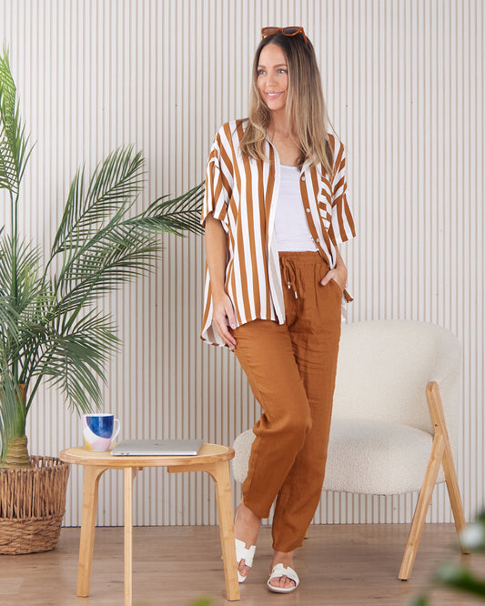 Treville Stripe Shirt - Caramel