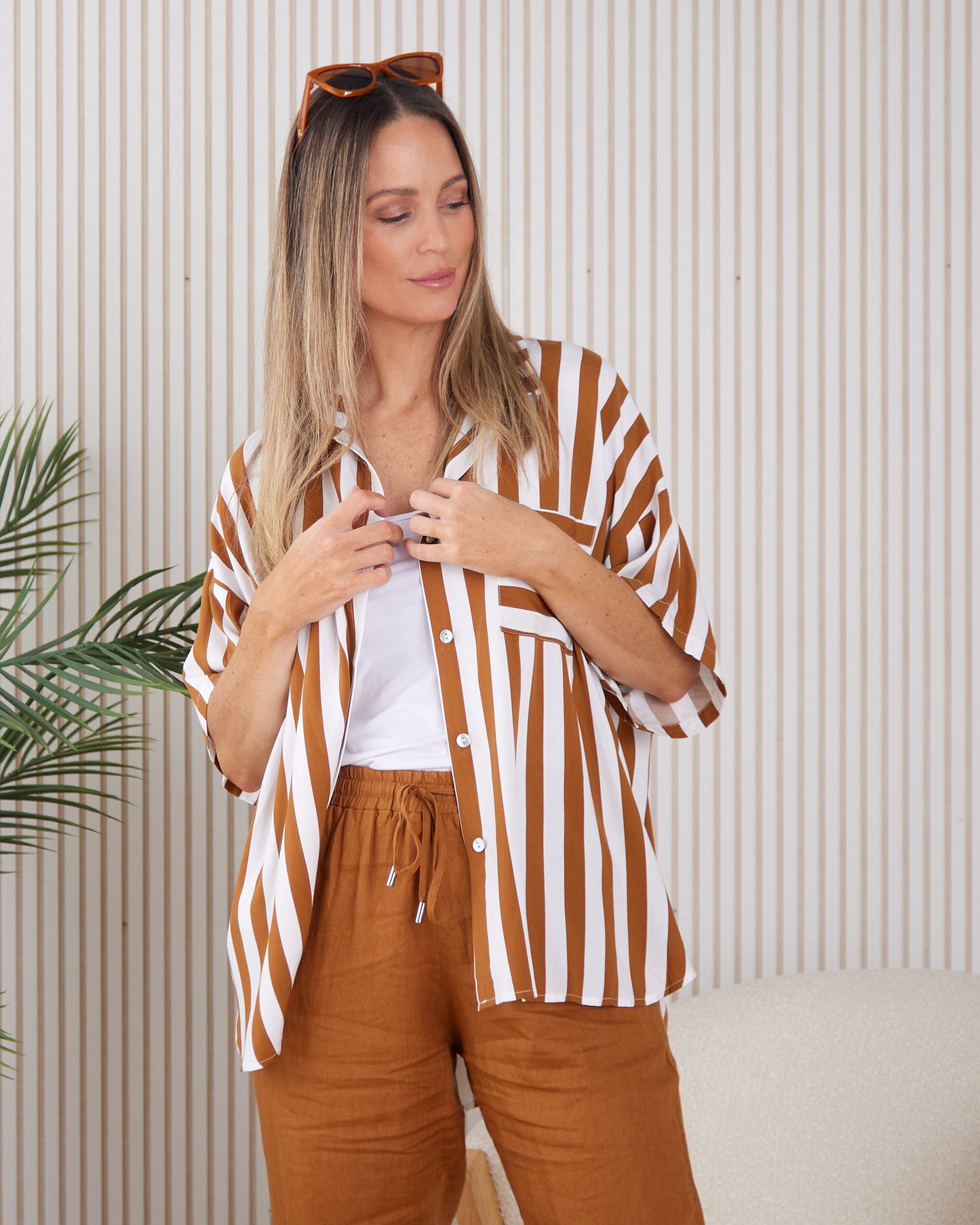 Treville Stripe Shirt - Caramel