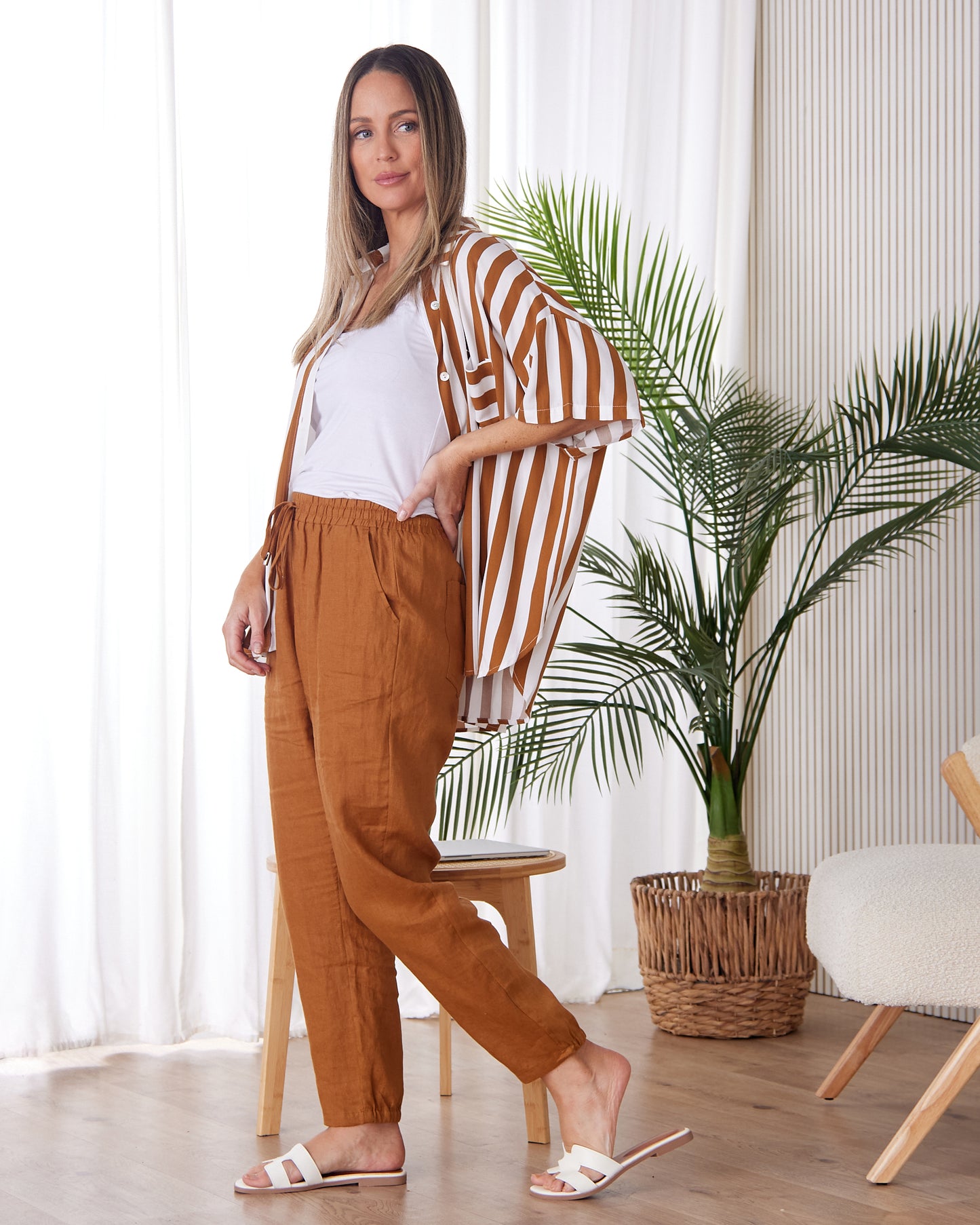 Treville Stripe Shirt - Caramel