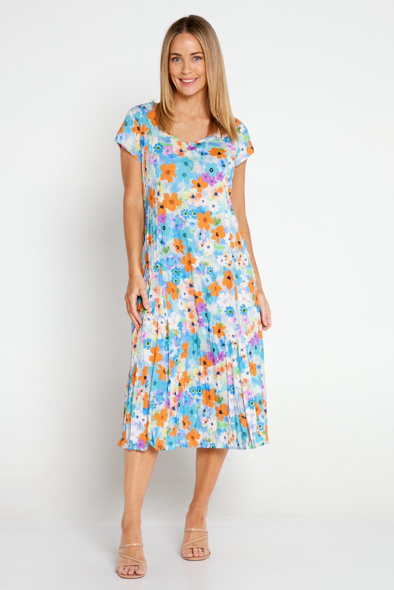 Parker Cotton Dress - Aqua Orange Floral – TULIO Fashion