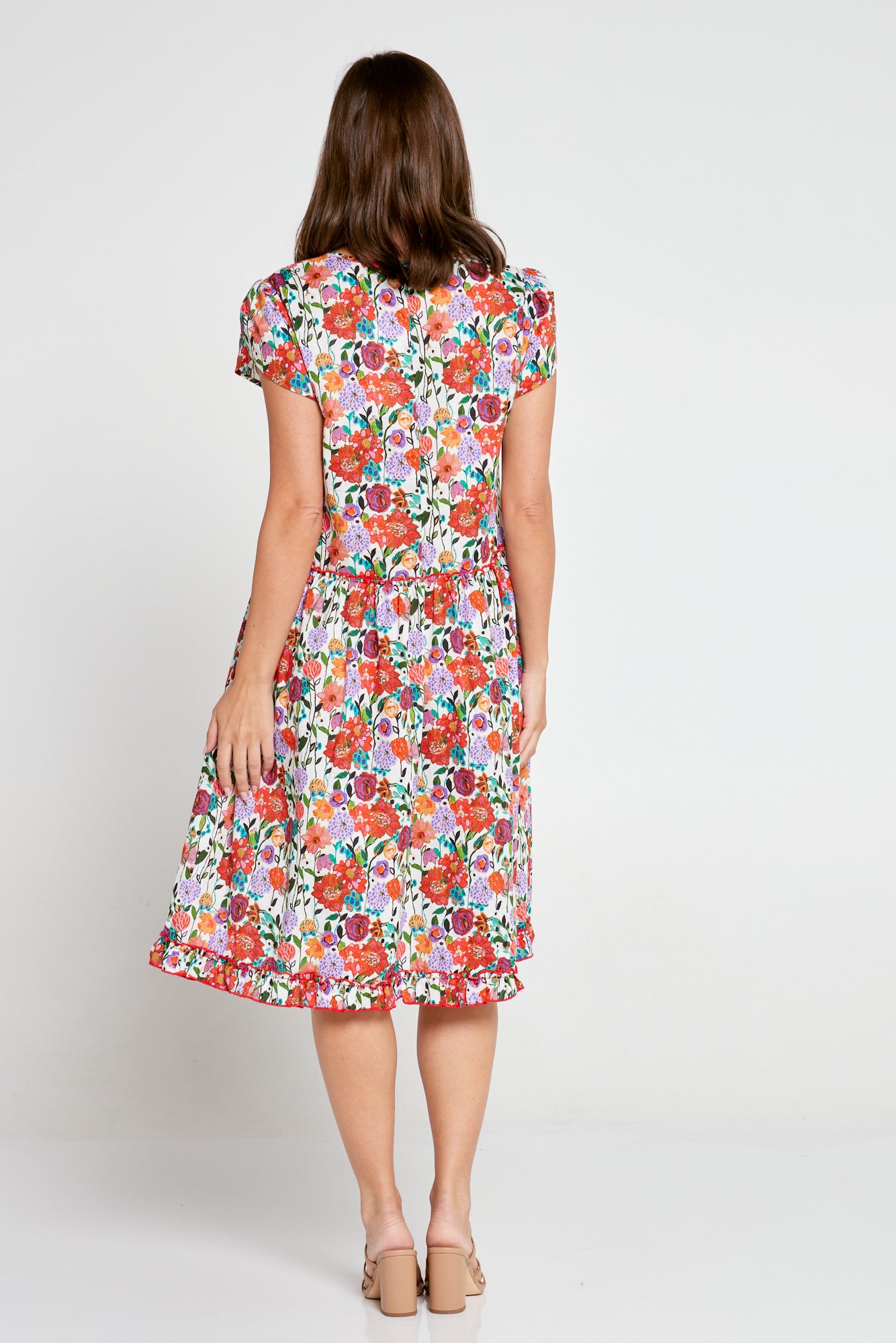 Persephone Cotton Dress - Red Floral