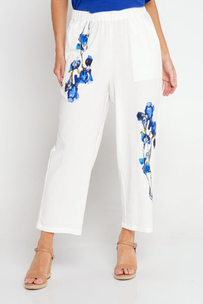 Evolution and Creation Floral Blue Casual Pants Size S - 44% off
