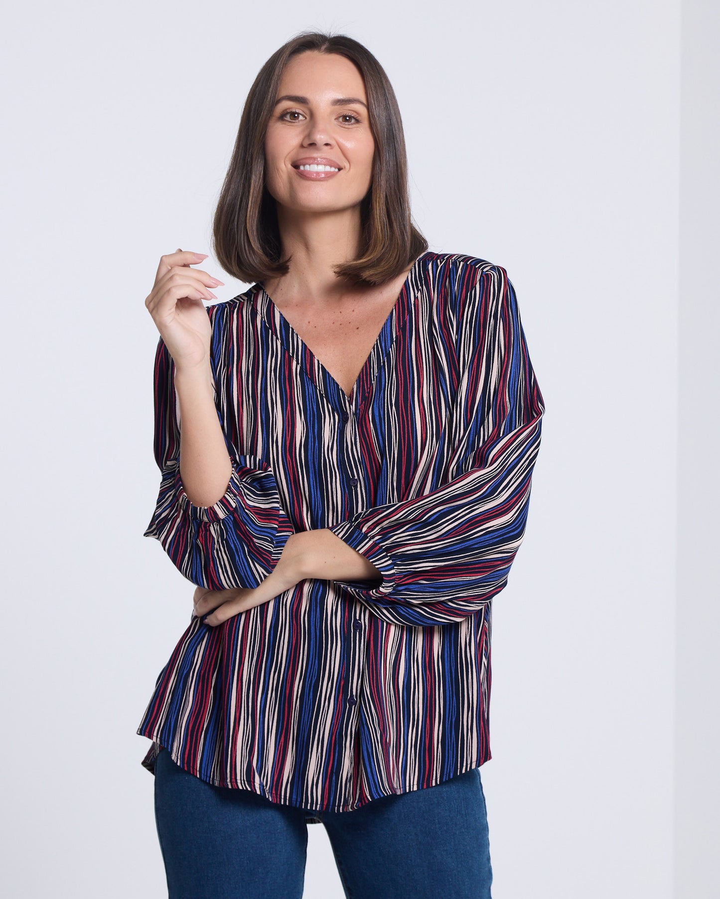 Alarna Blouse - Navy Multi