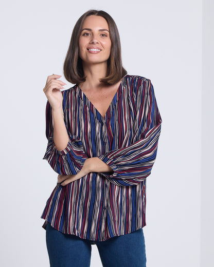 Alarna Blouse - Navy Multi