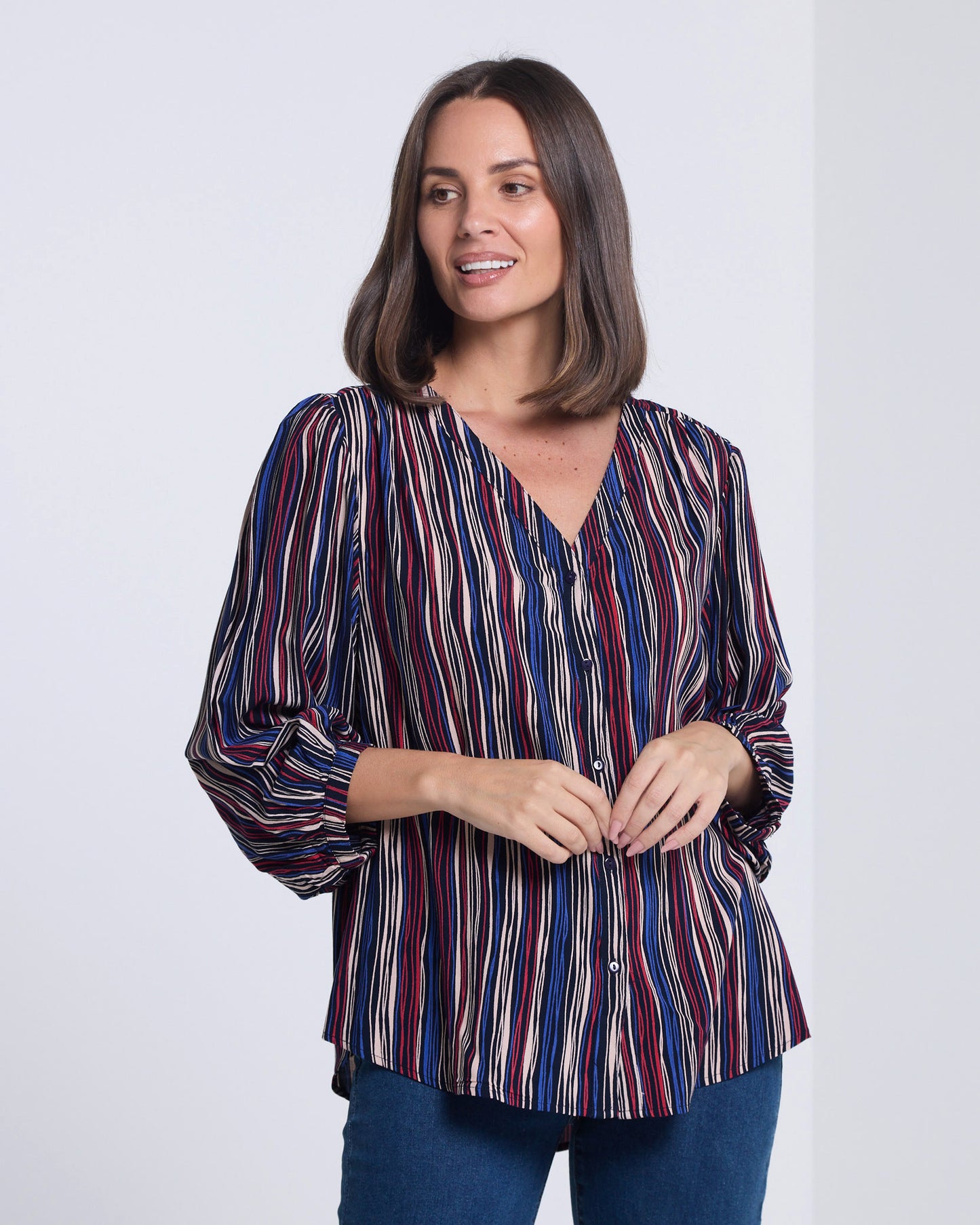 Alarna Blouse - Navy Multi