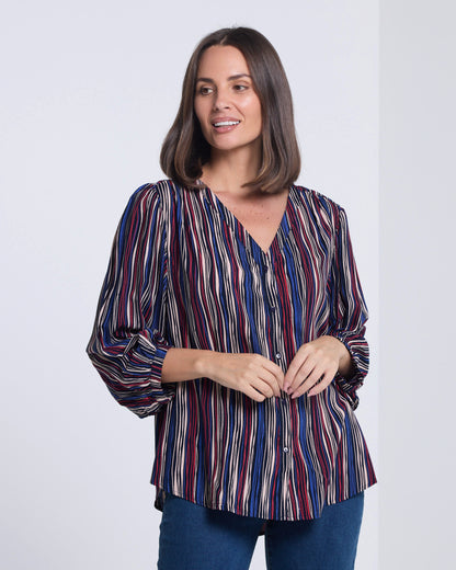 Alarna Blouse - Navy Multi