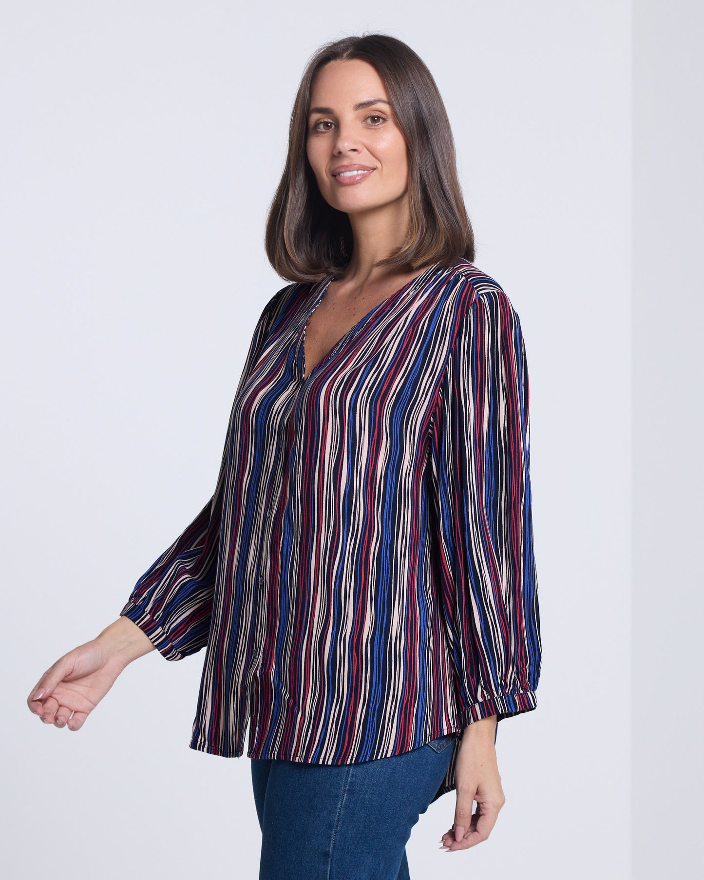 Alarna Blouse - Navy Multi
