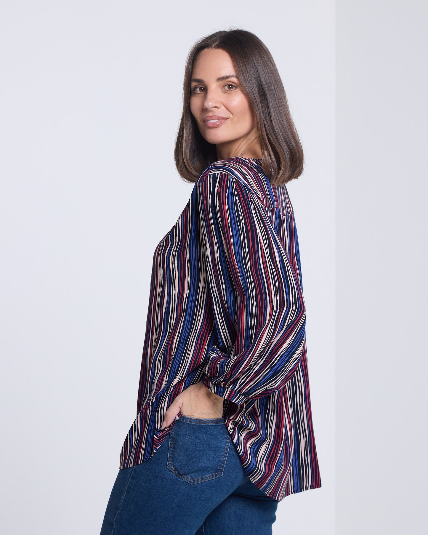 Alarna Blouse - Navy Multi