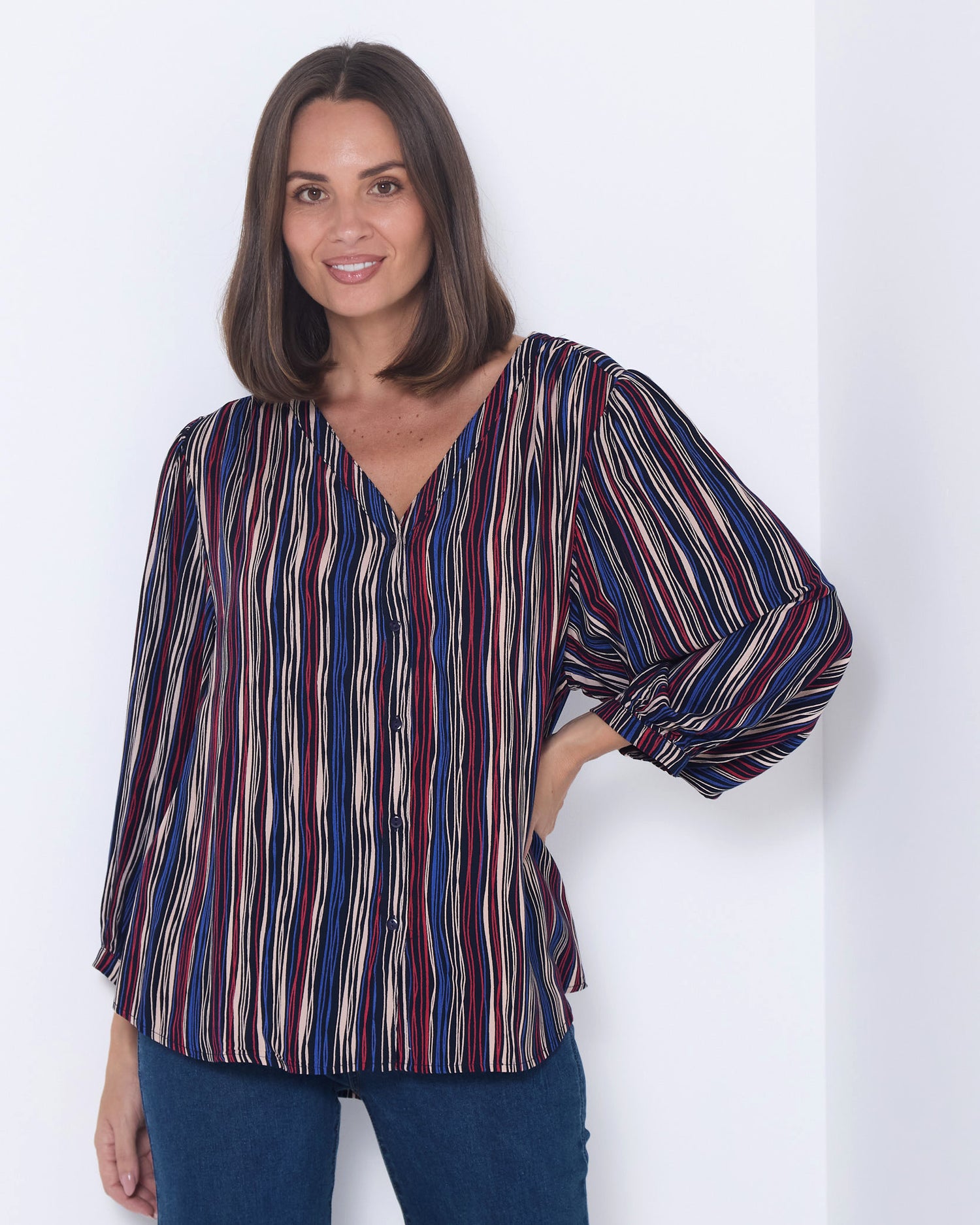 Alarna Blouse - Navy Multi