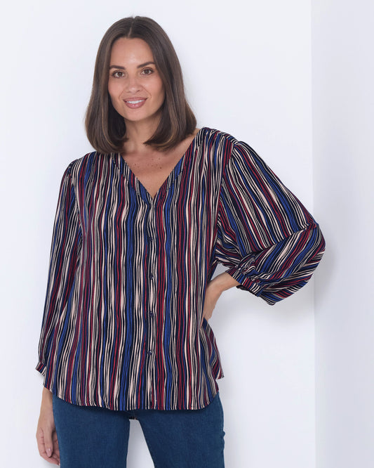 Alarna Blouse - Navy Multi
