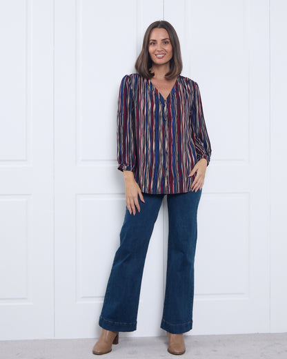 Alarna Blouse - Navy Multi