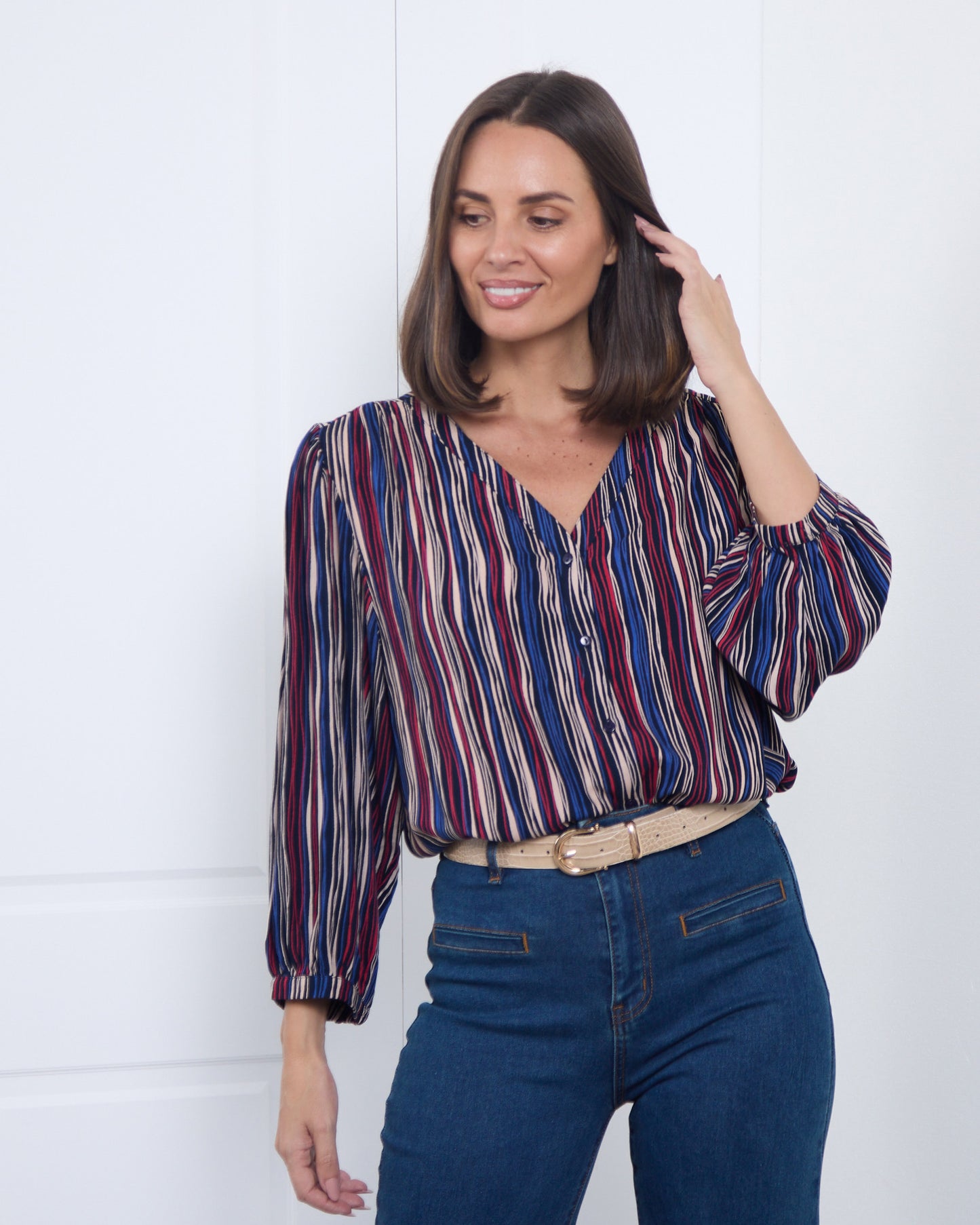Alarna Blouse - Navy Multi
