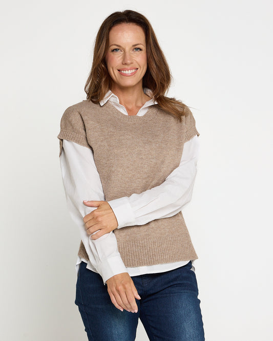 Recycled Knit Vest - Latte