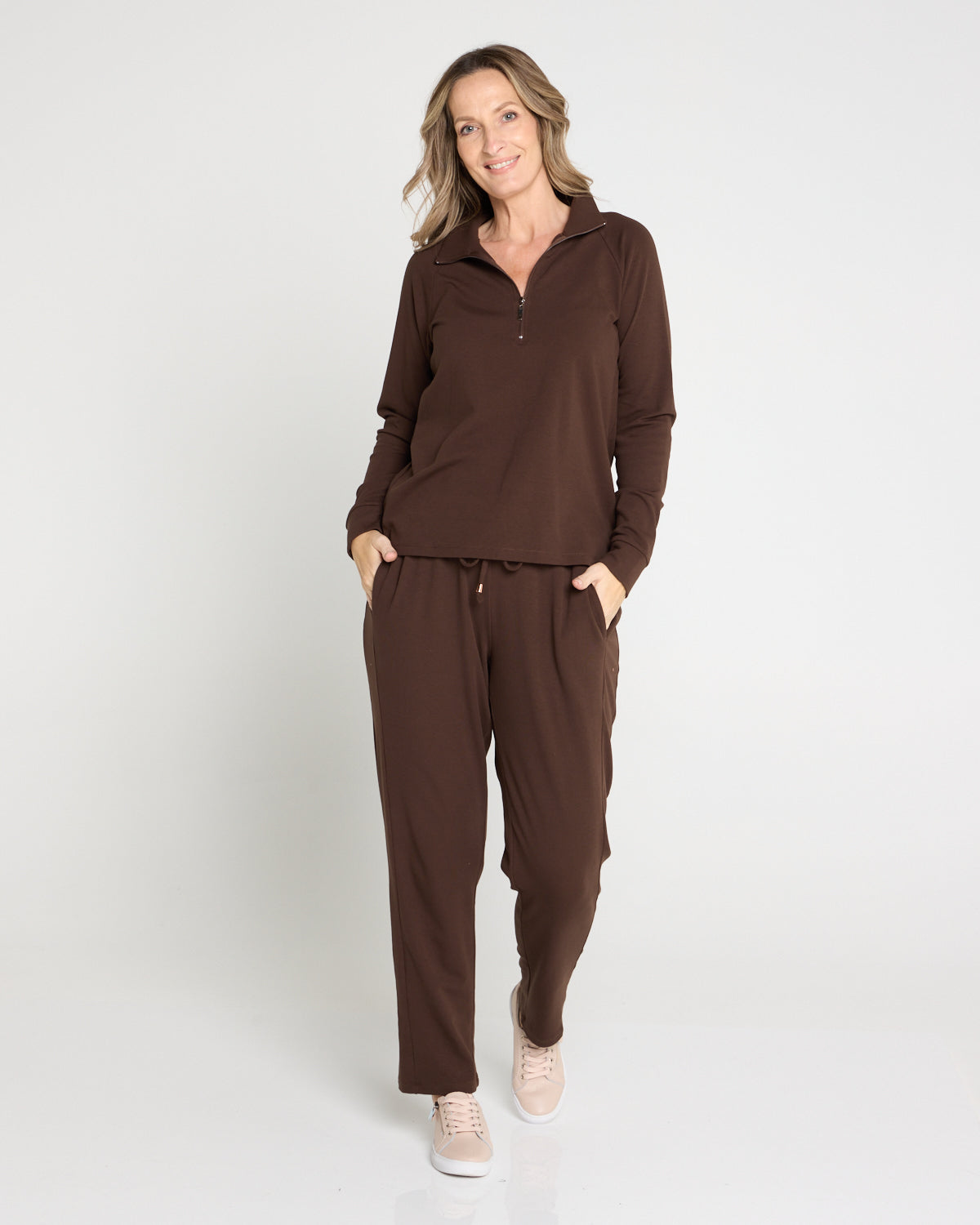 Weekend Life Fleece Zip Top - Chocolate