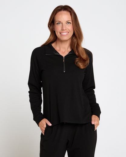 Weekend Life Fleece Zip Top - Black