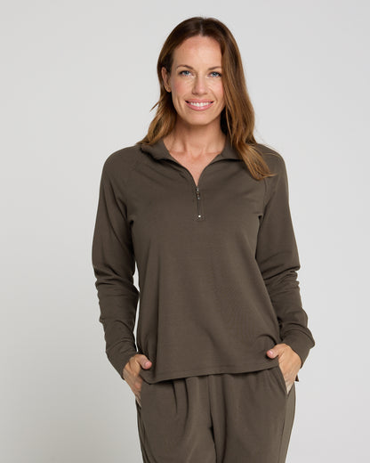 Weekend Life Fleece Zip Top - Mocha