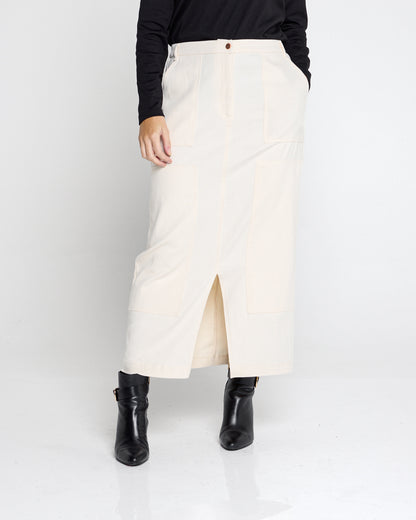 Evie Stretch Drill Skirt - Milk