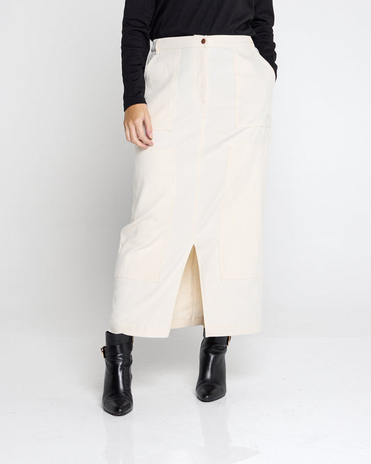 Evie Stretch Drill Skirt - Milk