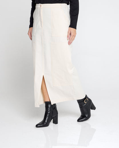 Evie Stretch Drill Skirt - Milk