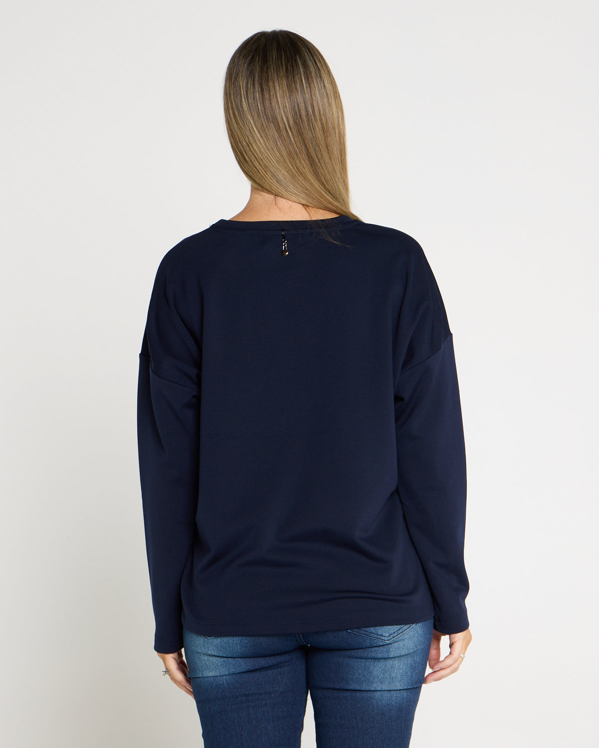 Anika Long Sleeve Fleece Tee - Navy Elephant