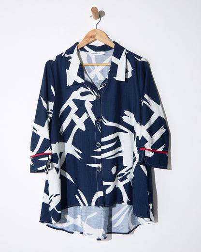 Salisbury Shirt - Navy Brushwork