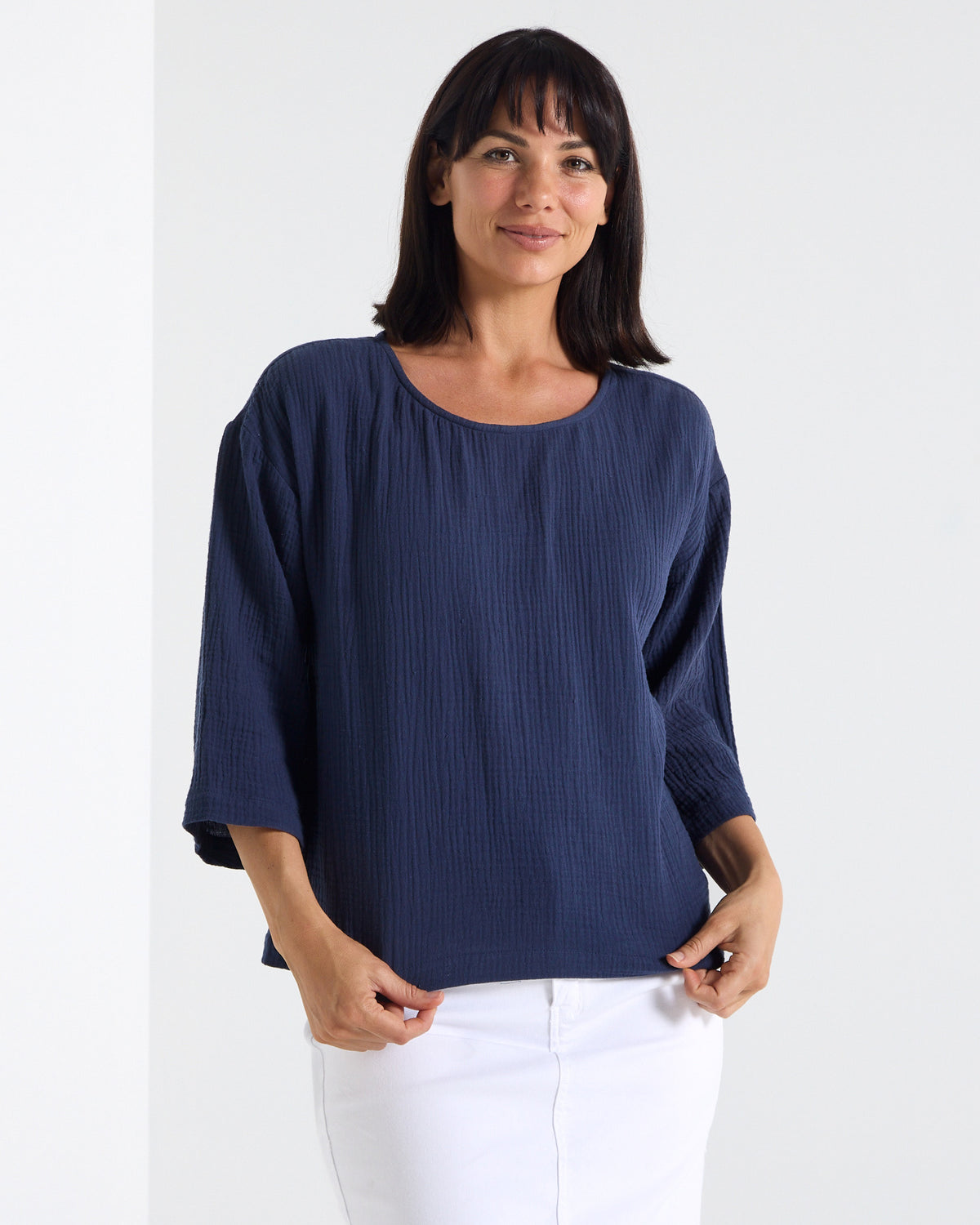 Tarin 3/4 Sleeve Top - Navy