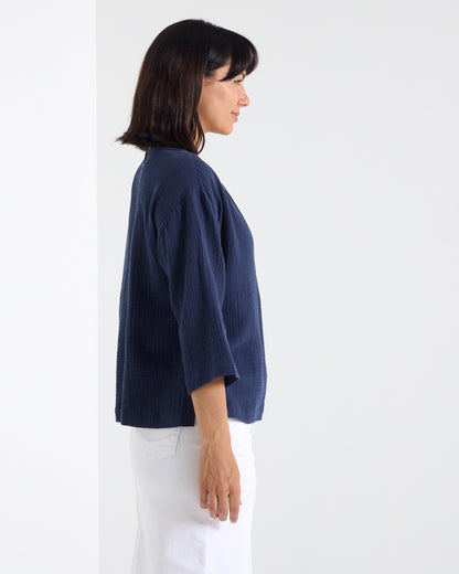 Tarin 3/4 Sleeve Top - Navy