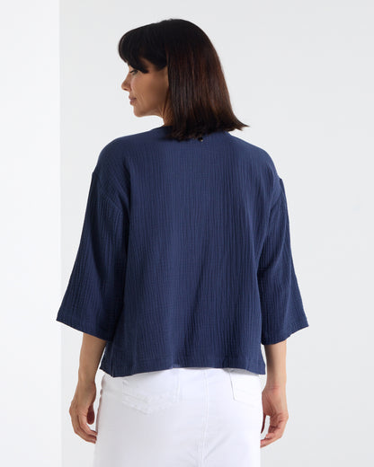 Tarin 3/4 Sleeve Top - Navy