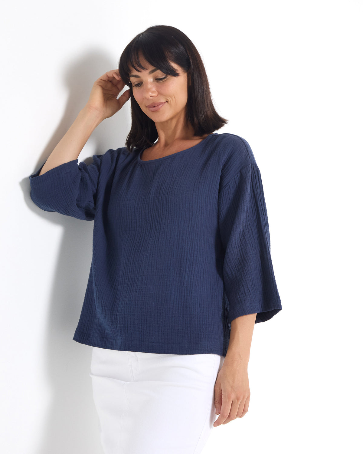 Tarin 3/4 Sleeve Top - Navy