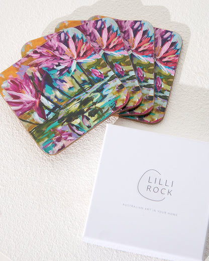 Set of 4 Coasters - Water Lily