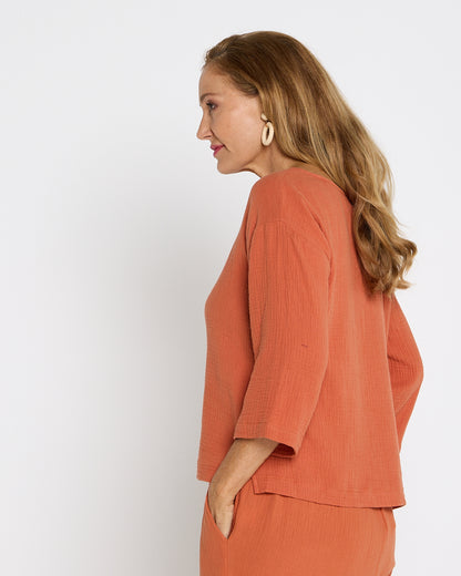 Tarin 3/4 Sleeve Top - Rust