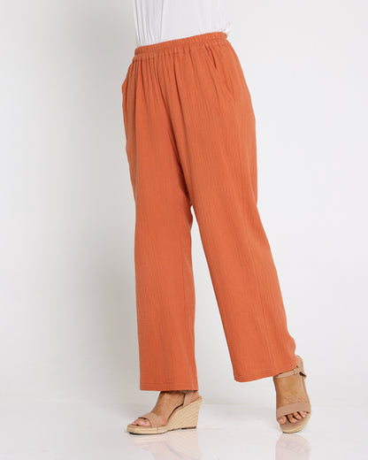 Bonded Cheesecloth Pant - Rust