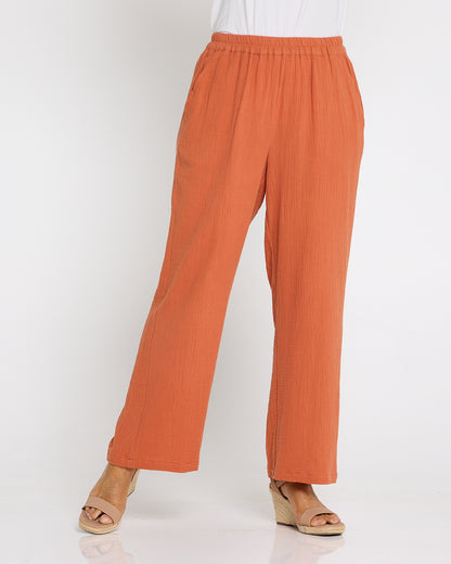 Bonded Cheesecloth Pant - Rust