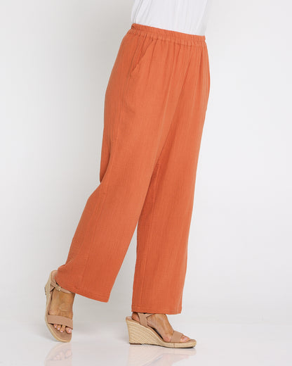 Bonded Cheesecloth Pant - Rust