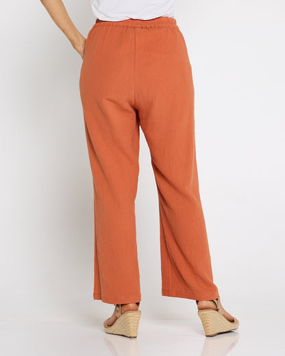 Bonded Cheesecloth Pant - Rust