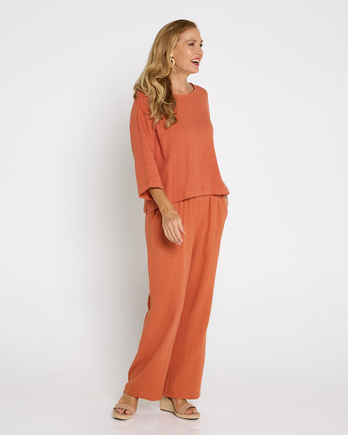 Bonded Cheesecloth Pant - Rust