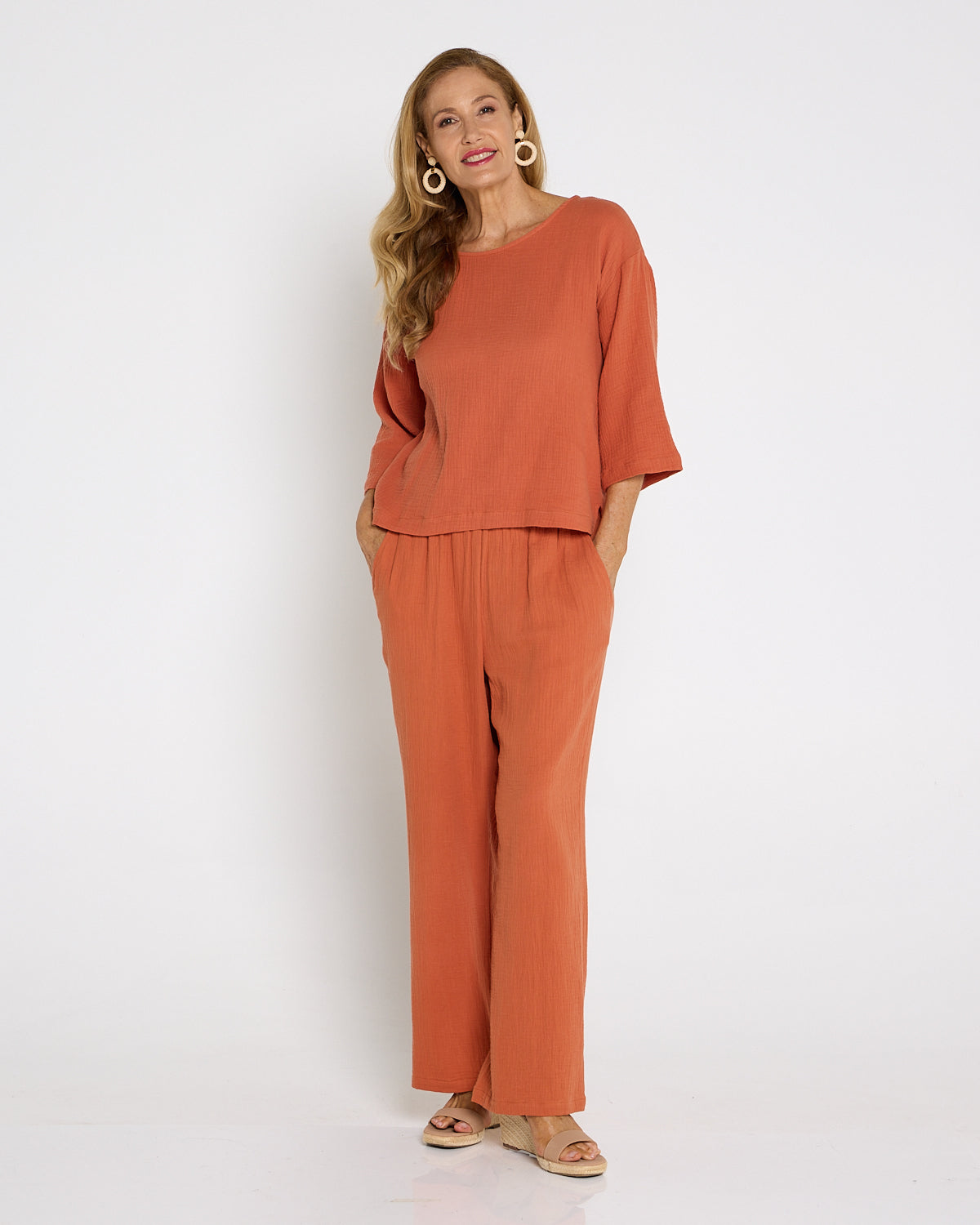 Tarin 3/4 Sleeve Top - Rust