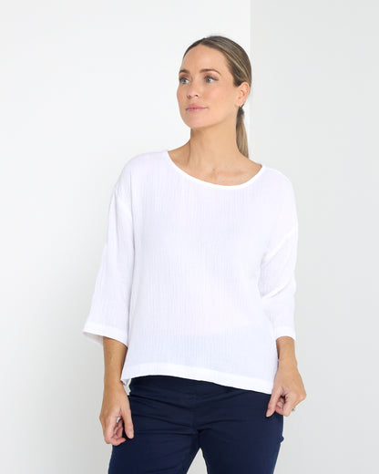 Tarin 3/4 Sleeve Top - White