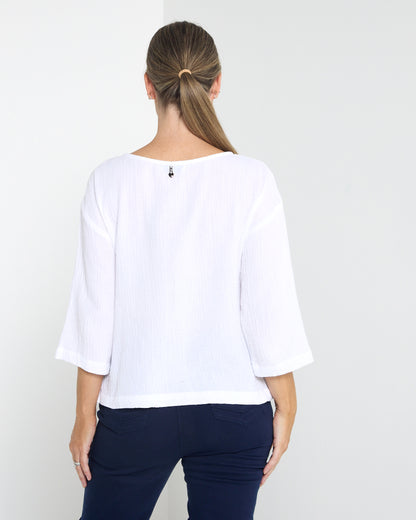 Tarin 3/4 Sleeve Top - White