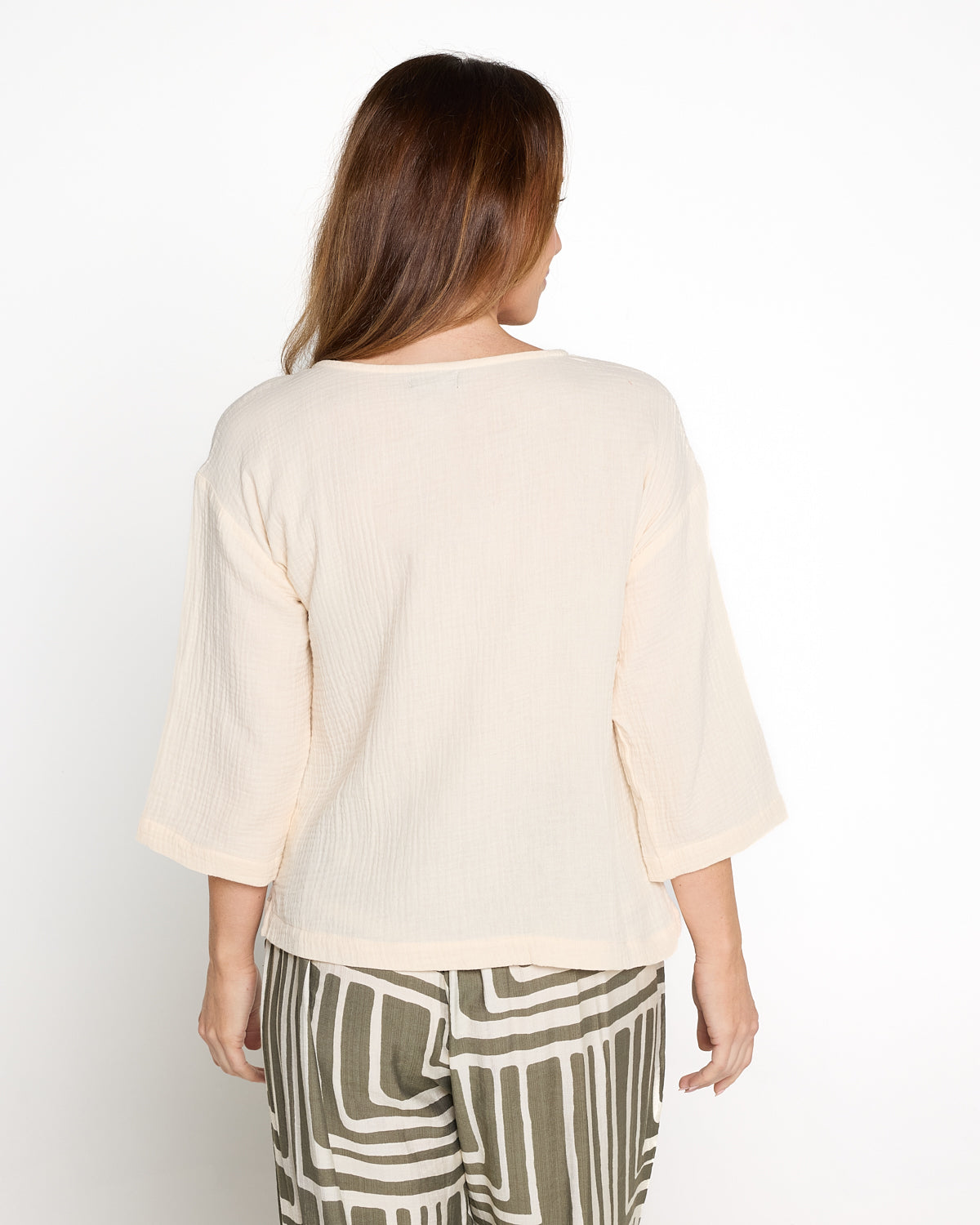 Tarin 3/4 Sleeve Top - Cream