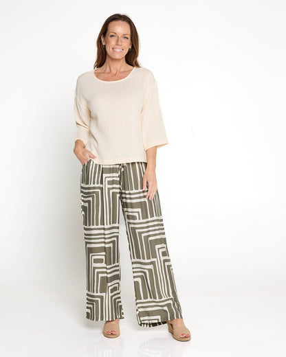 Tarin 3/4 Sleeve Top - Cream