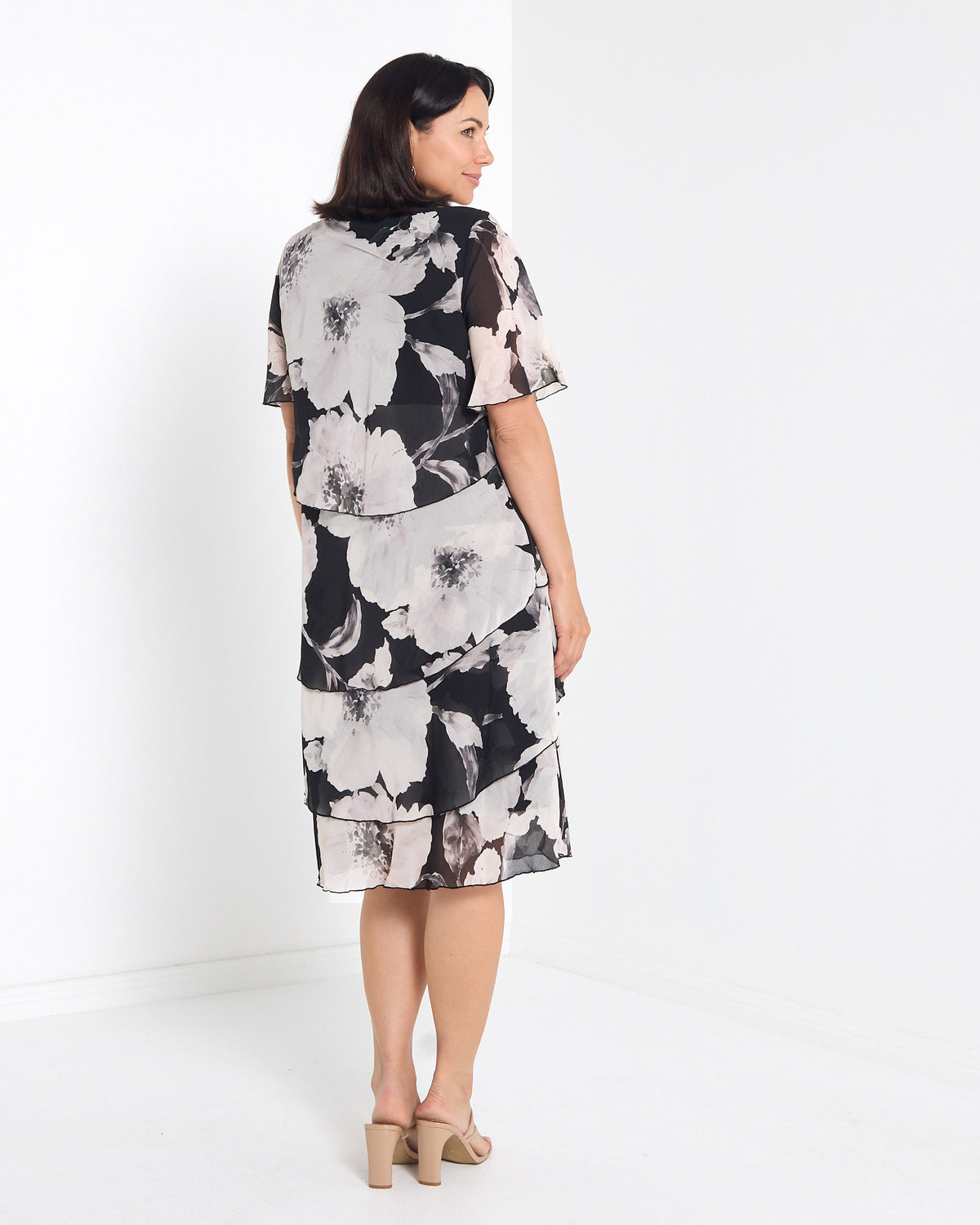 Arabella Chiffon Layered Dress - Evening Shades: styled view