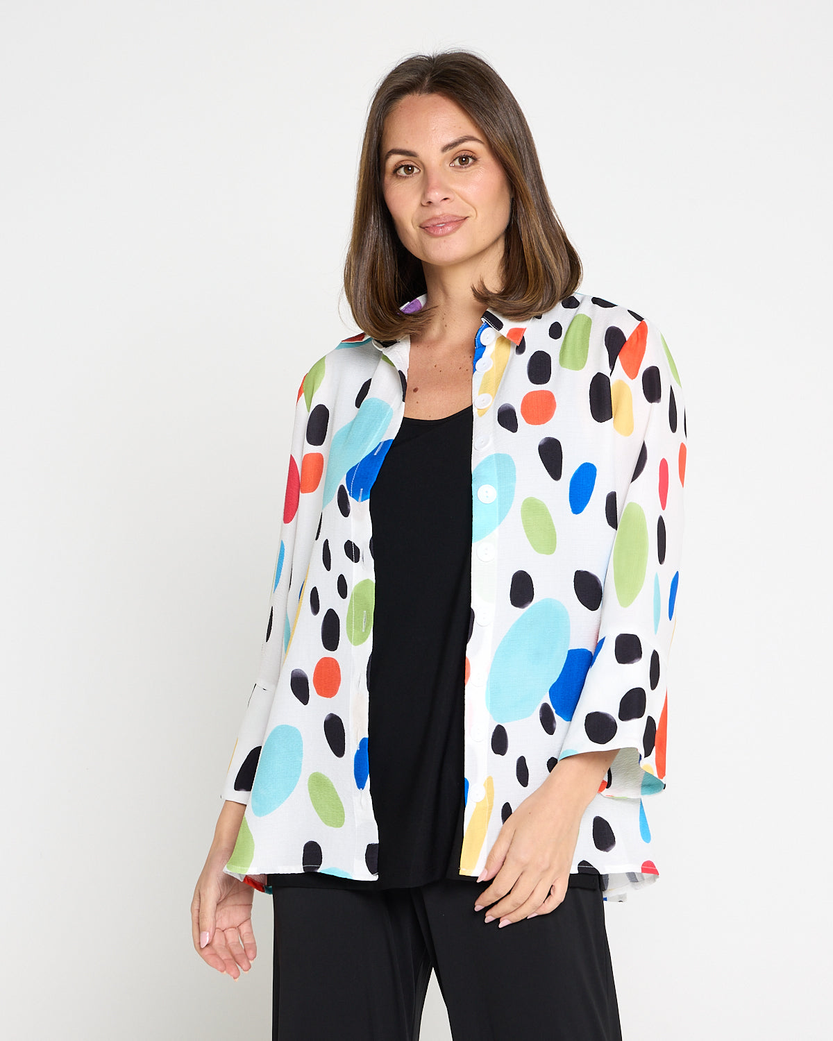 Frankie Print Shirt - White/Multi Spot