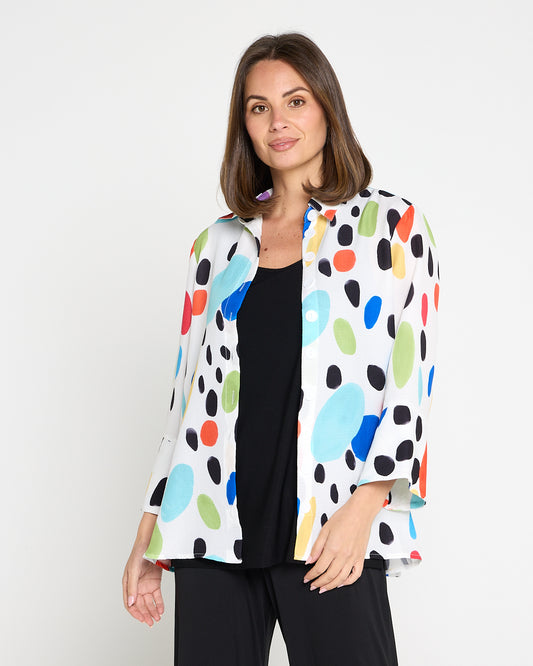 Frankie Print Shirt - White/Multi Spot