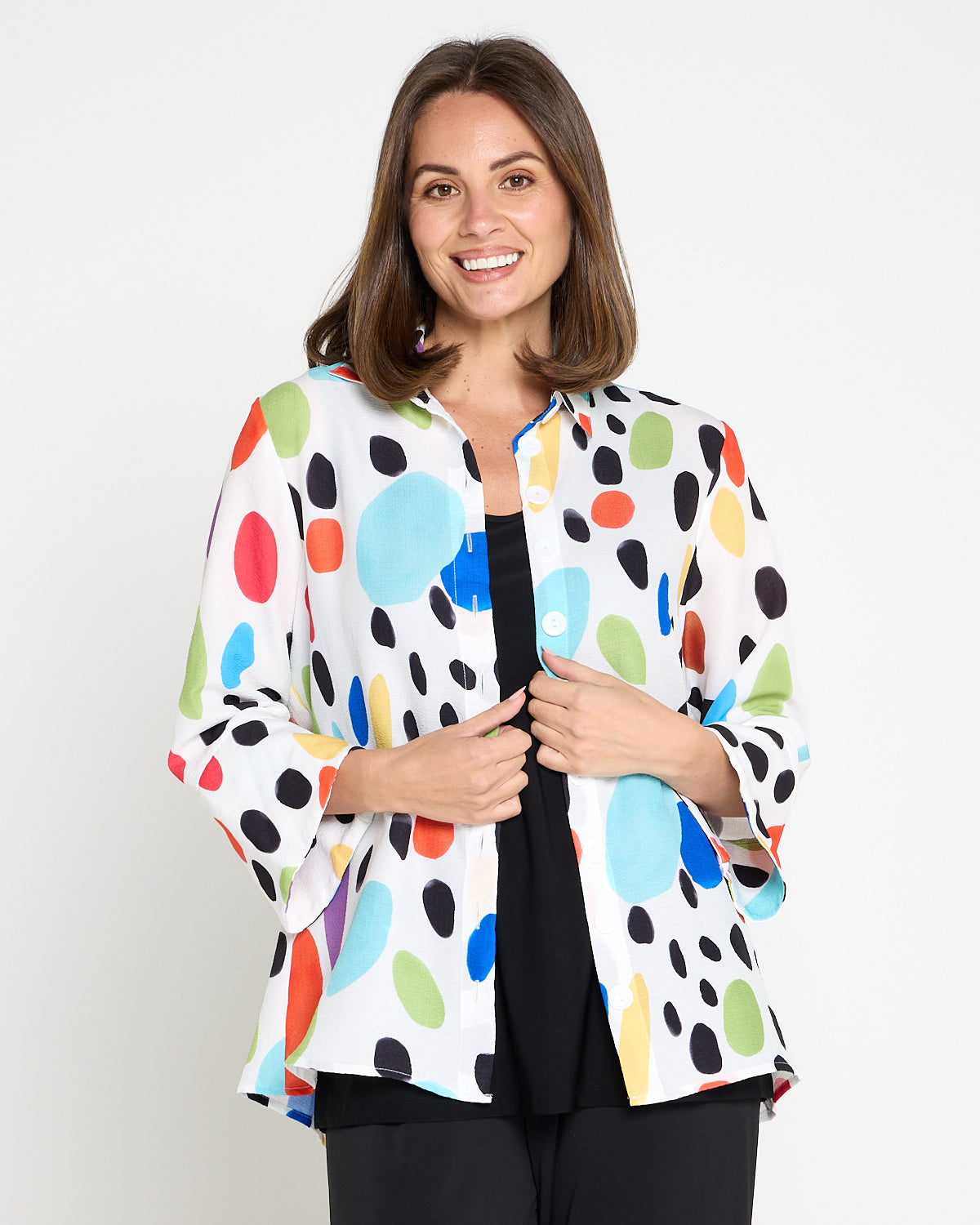 Frankie Print Shirt - White/Multi Spot