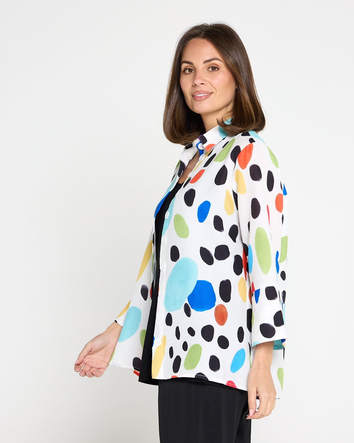 Frankie Print Shirt - White/Multi Spot