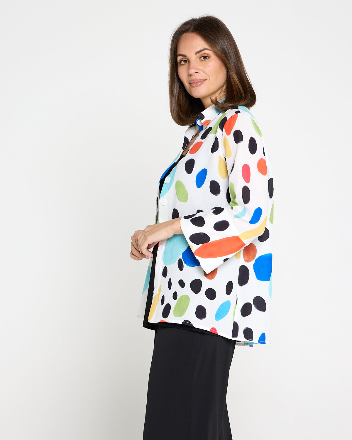 Frankie Print Shirt - White/Multi Spot