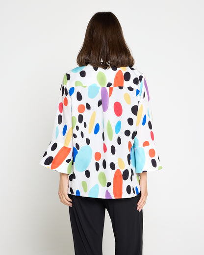 Frankie Print Shirt - White/Multi Spot