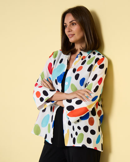 Frankie Print Shirt - White/Multi Spot