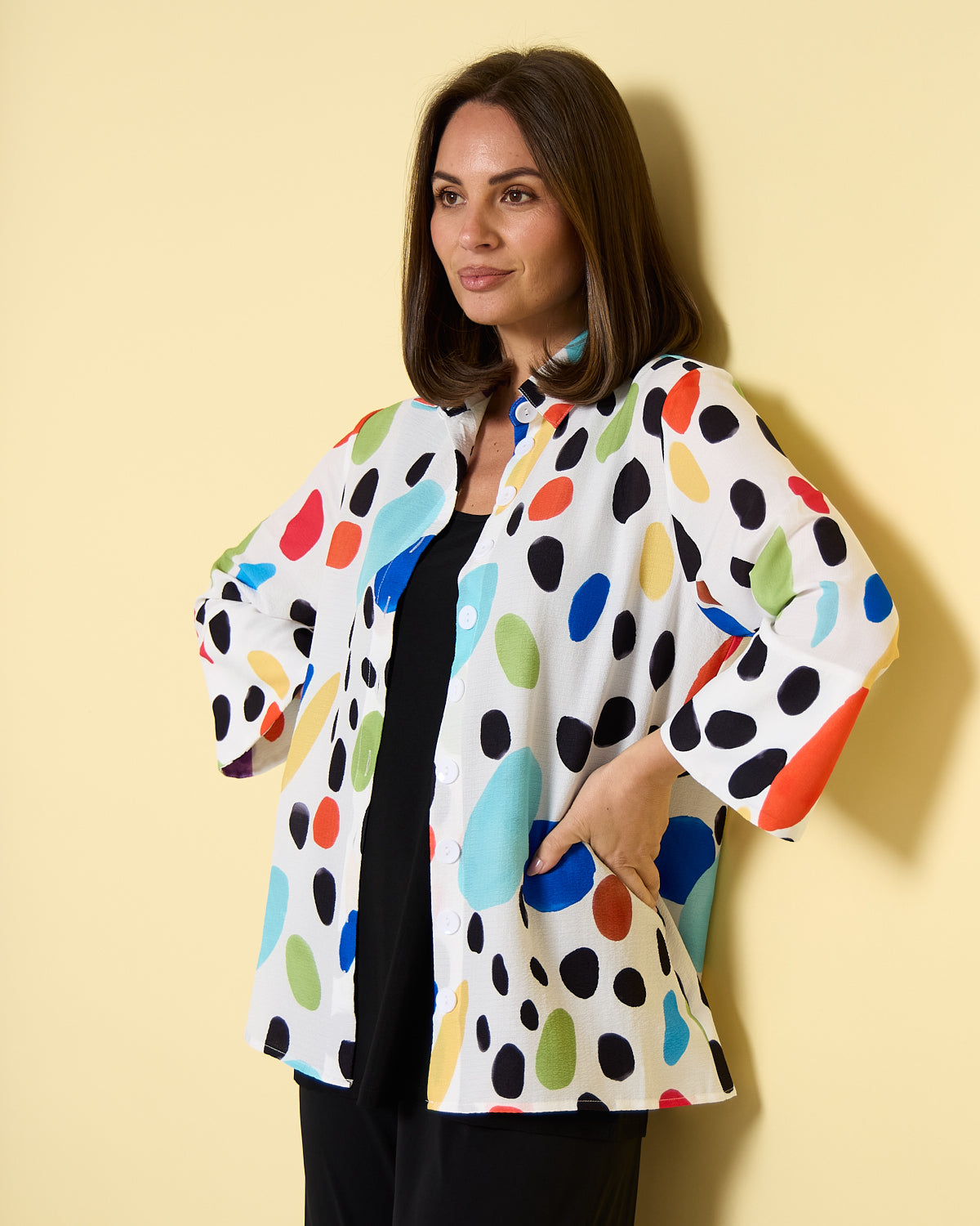 Frankie Print Shirt - White/Multi Spot